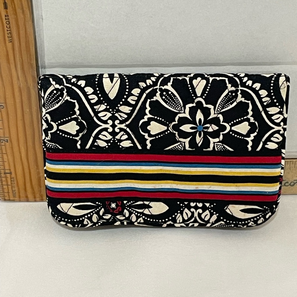 Vera Bradley Barcelona‎ Black/White coin purse w/ Stripes snap coin holder